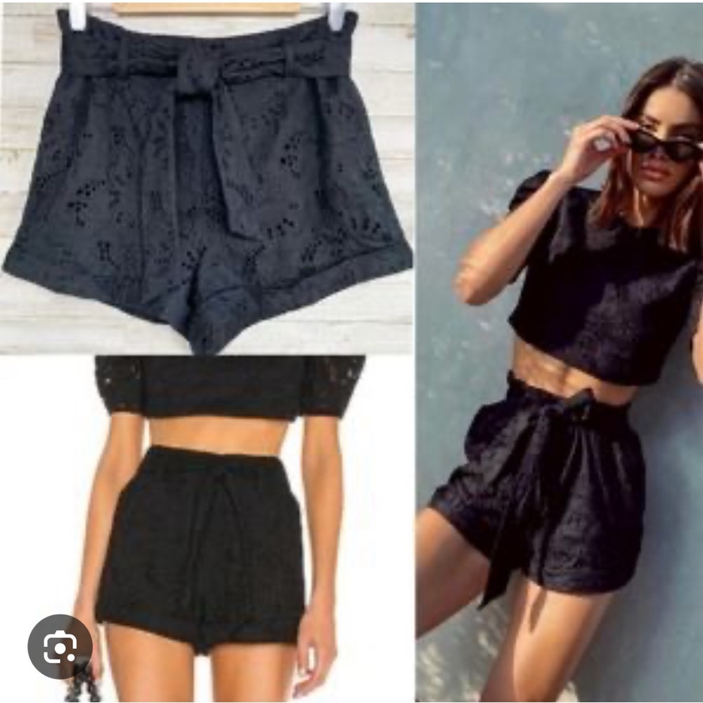 camila coelho Revolve black eyelet crop top m